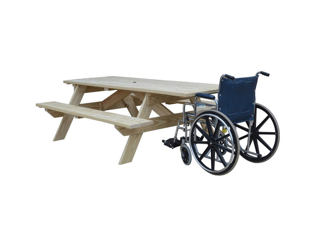 Beige Solid Wood Outdoor Picnic Table Umbrella Hole