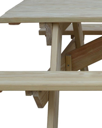 Beige Solid Wood Outdoor Picnic Table Umbrella Hole