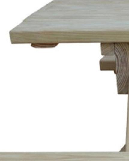 Beige Solid Wood Outdoor Picnic Table Umbrella Hole