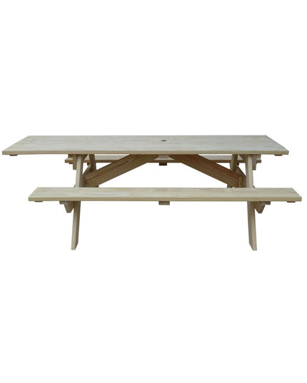 Beige Solid Wood Outdoor Picnic Table Umbrella Hole