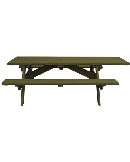 Green Solid Wood Outdoor Picnic Table Umbrella Hole
