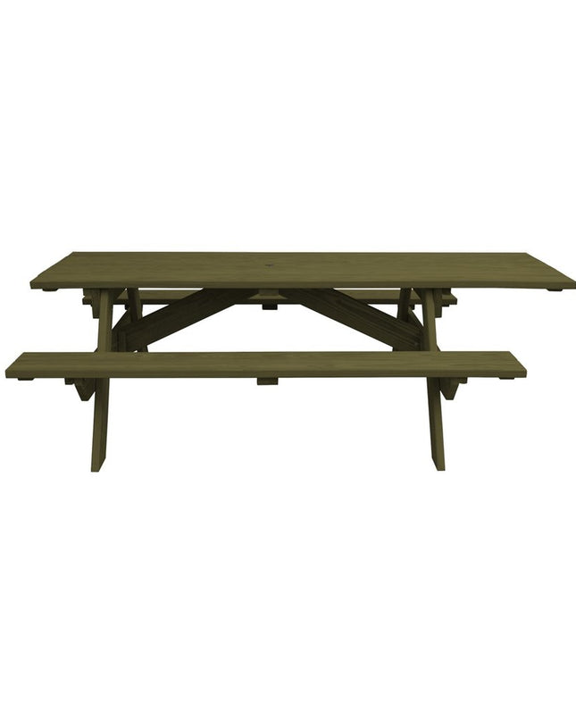 Green Solid Wood Outdoor Picnic Table Umbrella Hole