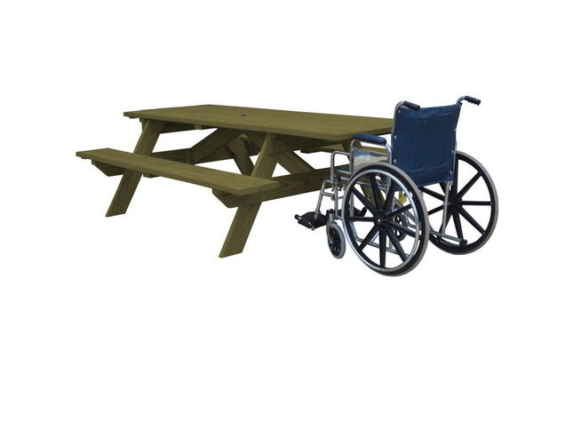 Green Solid Wood Outdoor Picnic Table Umbrella Hole