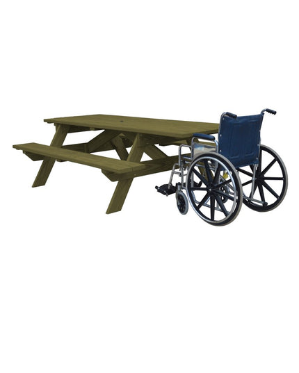 Green Solid Wood Outdoor Picnic Table Umbrella Hole