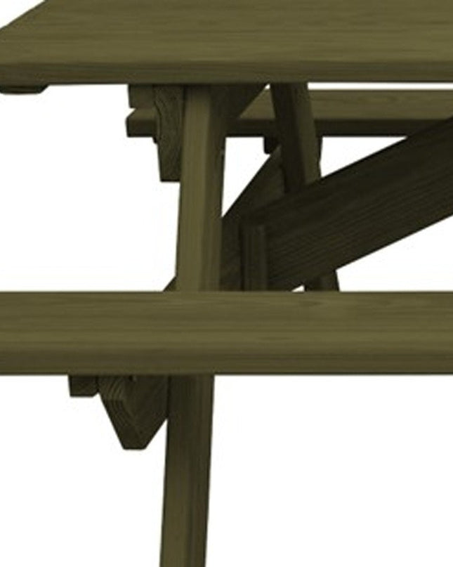 Green Solid Wood Outdoor Picnic Table Umbrella Hole