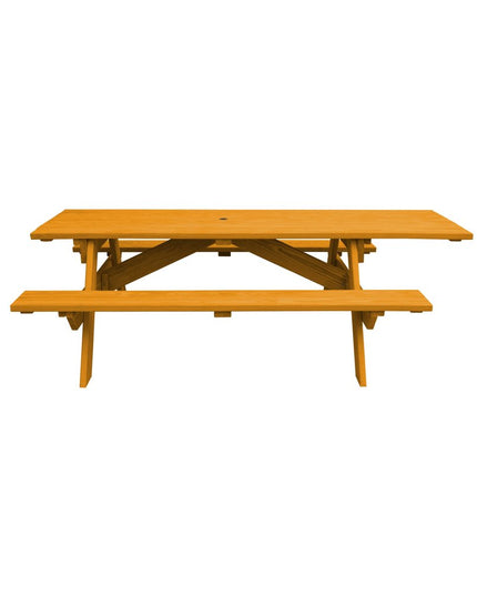 Natural Solid Wood Outdoor Picnic Table Umbrella Hole