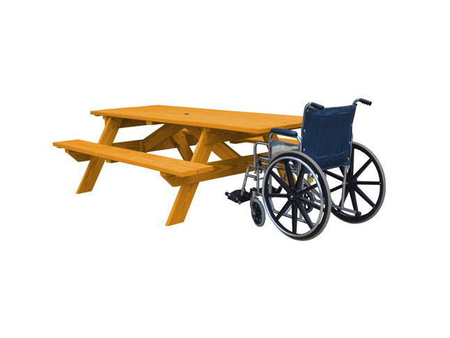 Natural Solid Wood Outdoor Picnic Table Umbrella Hole