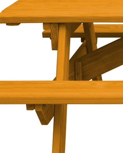 Natural Solid Wood Outdoor Picnic Table Umbrella Hole