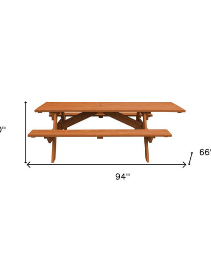 Cedar Chest Solid Wood Outdoor Picnic Table Umbrella Hole