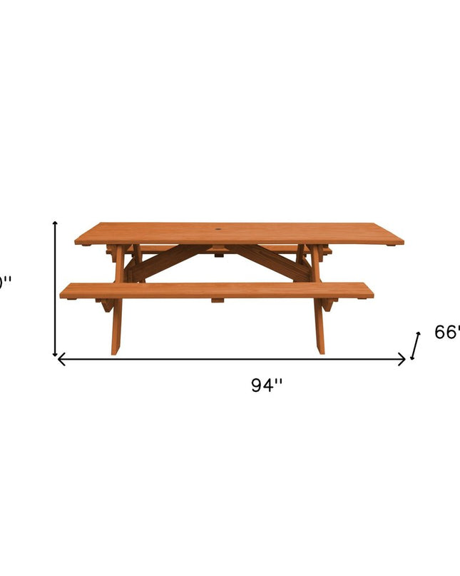 Cedar Chest Solid Wood Outdoor Picnic Table Umbrella Hole