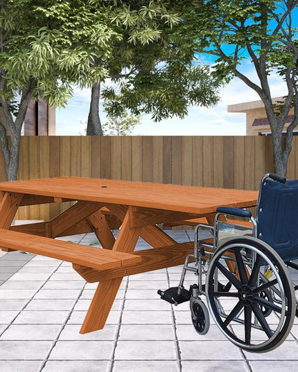 Cedar Chest Solid Wood Outdoor Picnic Table Umbrella Hole