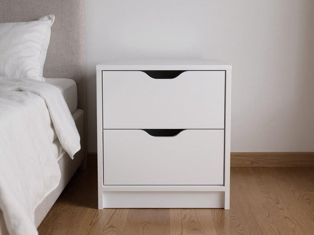 19" White Wood Two Drawer Nightstand
