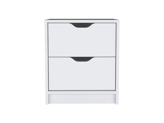 19" White Wood Two Drawer Nightstand