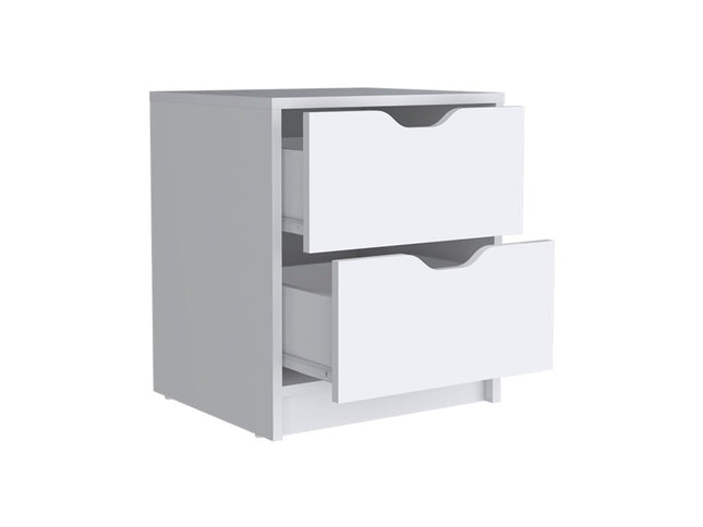 19" White Wood Two Drawer Nightstand