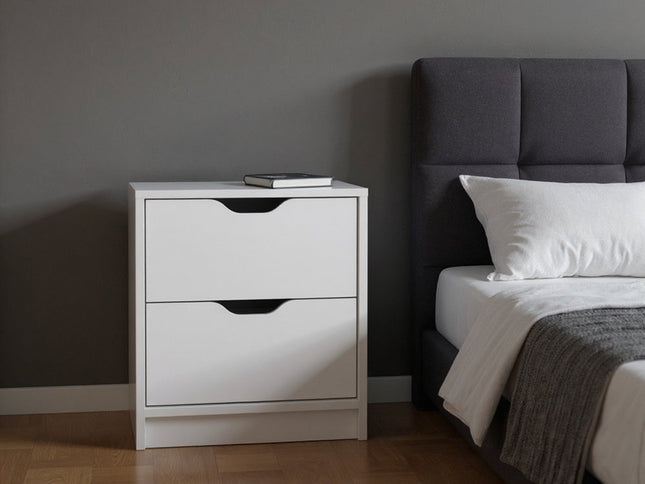 19" White Wood Two Drawer Nightstand