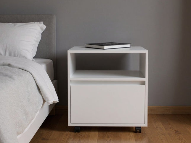 20" White Wood One Drawer Nightstand