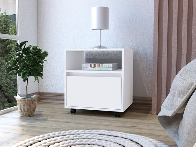 20" White Wood One Drawer Nightstand