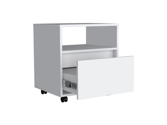 20" White Wood One Drawer Nightstand