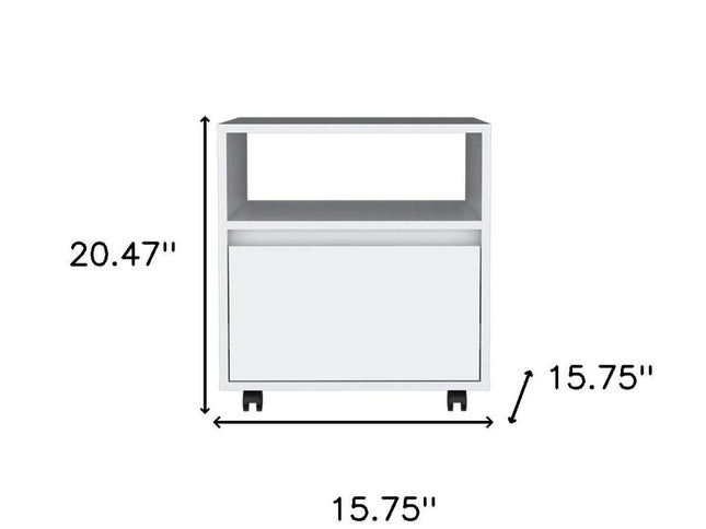 20" White Wood One Drawer Nightstand