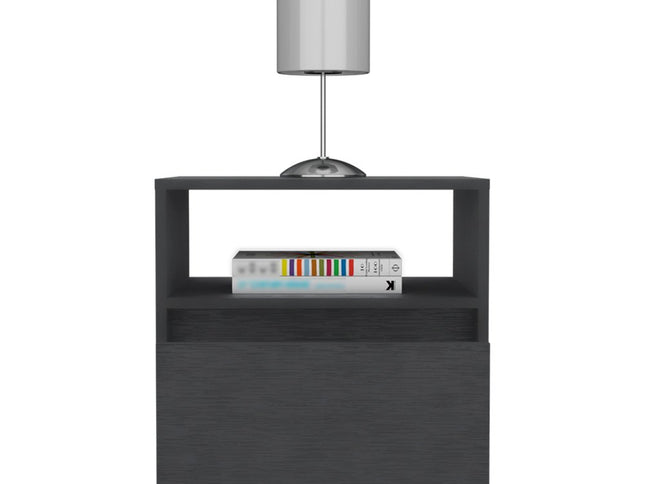 20" Black Wood One Drawer Nightstand