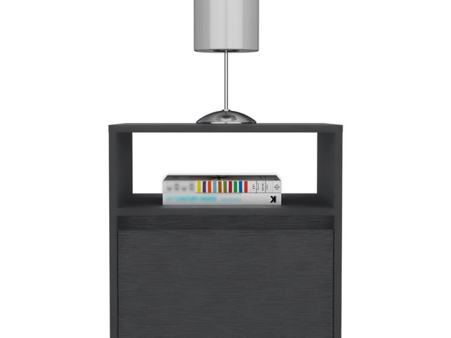 20" Black Wood One Drawer Nightstand