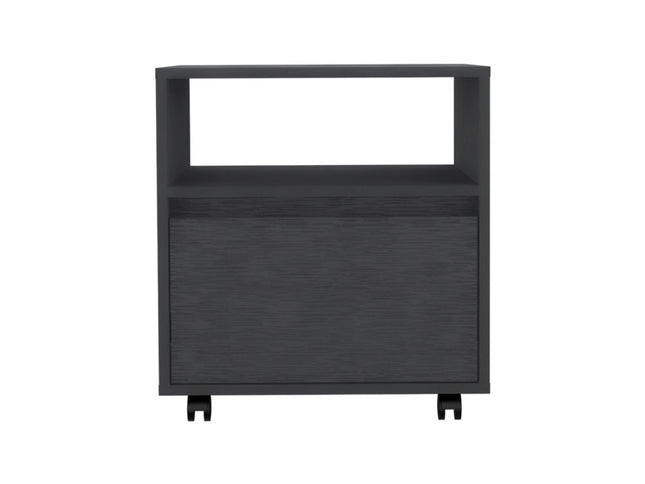 20" Black Wood One Drawer Nightstand