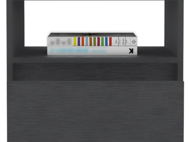 20" Black Wood One Drawer Nightstand