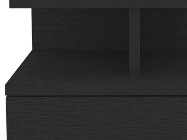 12" Black Wood One Drawer Floating Nightstand