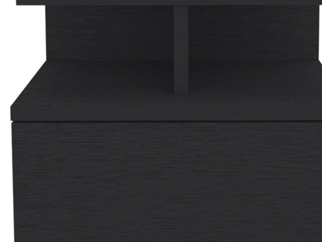 12" Black Wood One Drawer Floating Nightstand