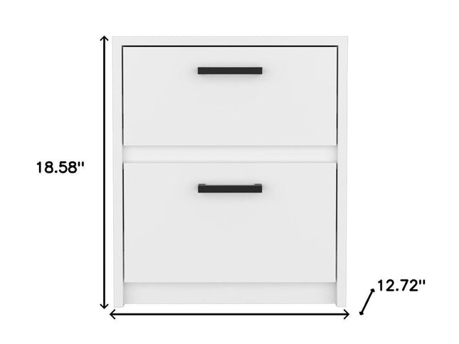 19" White Wood Two Drawer Nightstand