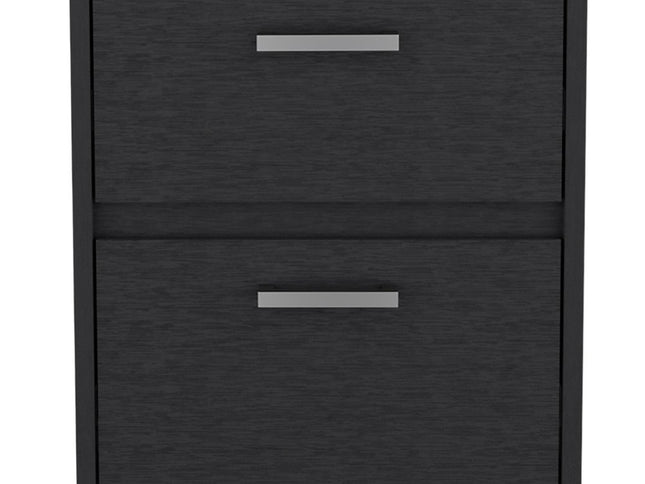19" Black Wood Two Drawer Nightstand