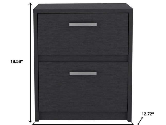 19" Black Wood Two Drawer Nightstand