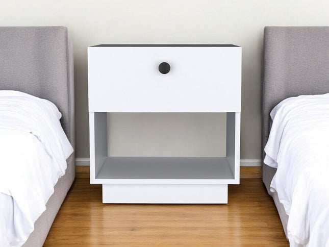 20" White Wood One Drawer Nightstand