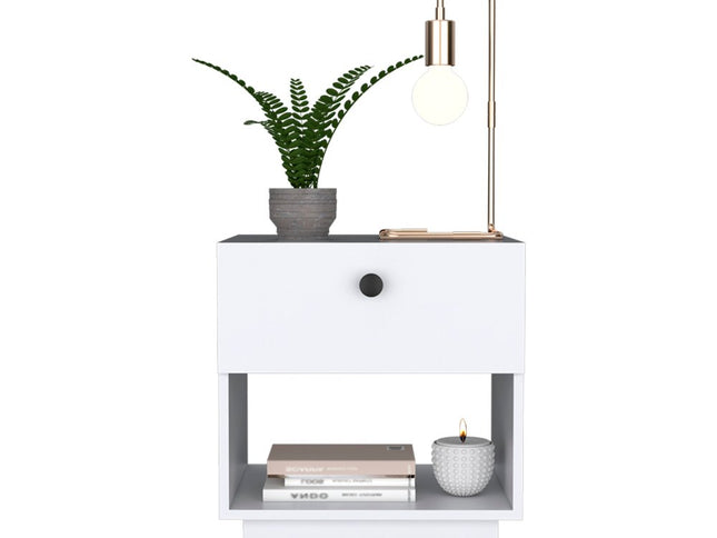 20" White Wood One Drawer Nightstand