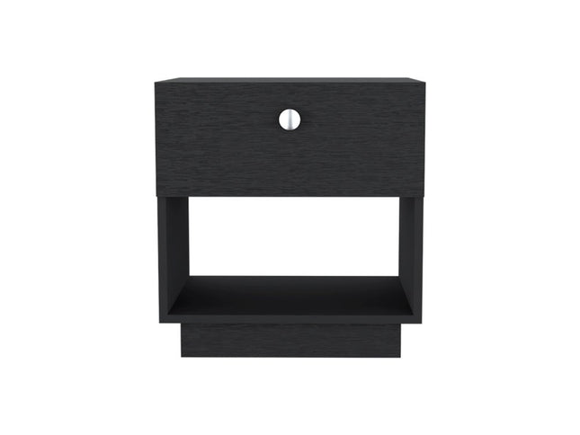 20" Black Wood One Drawer Nightstand