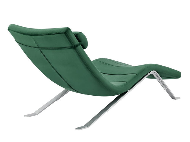 66" Green and Silver Velvet Lounge Chair