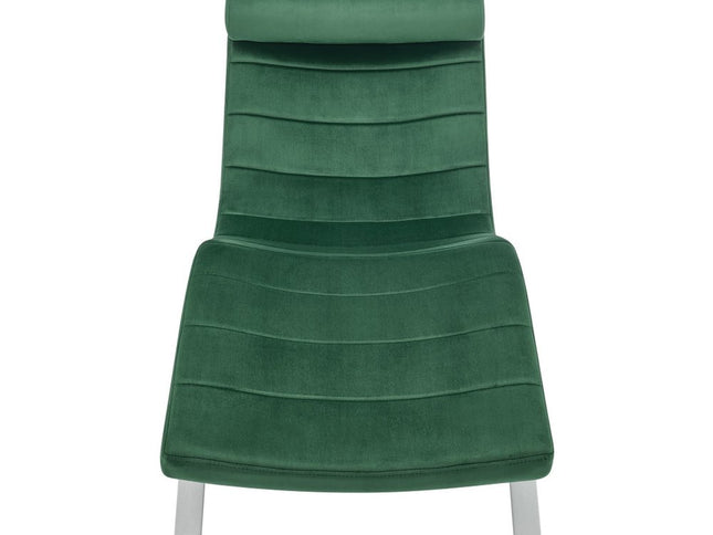66" Green and Silver Velvet Lounge Chair
