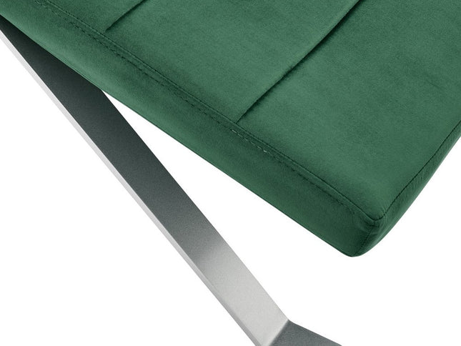 66" Green and Silver Velvet Lounge Chair