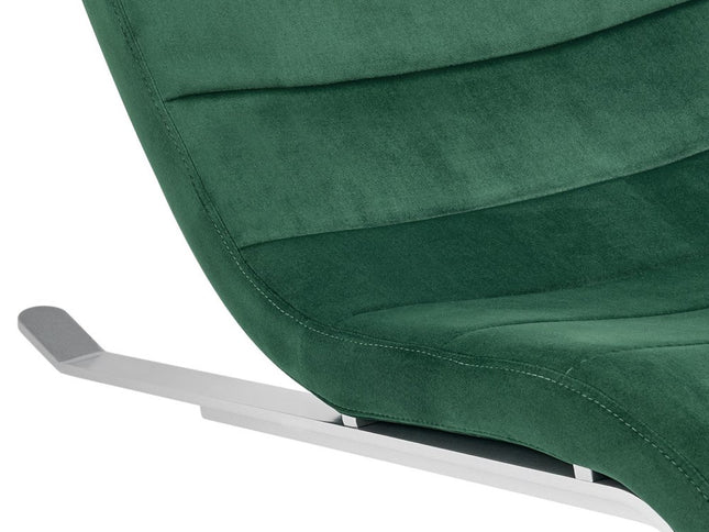 66" Green and Silver Velvet Lounge Chair