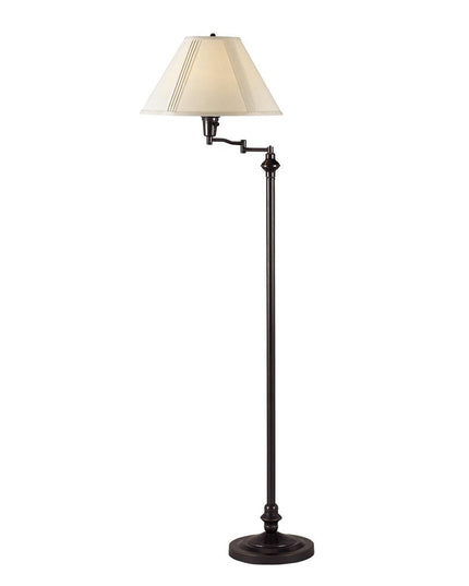 59" Bronze Swing Arm Floor Lamp With Beige Empire Shade