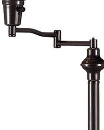 59" Bronze Swing Arm Floor Lamp With Beige Empire Shade