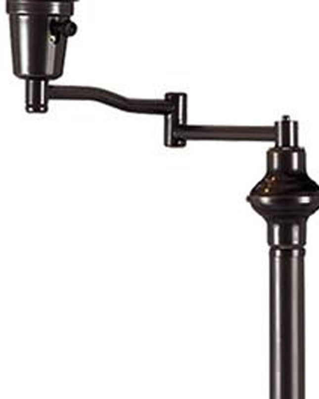 59" Bronze Swing Arm Floor Lamp With Beige Empire Shade