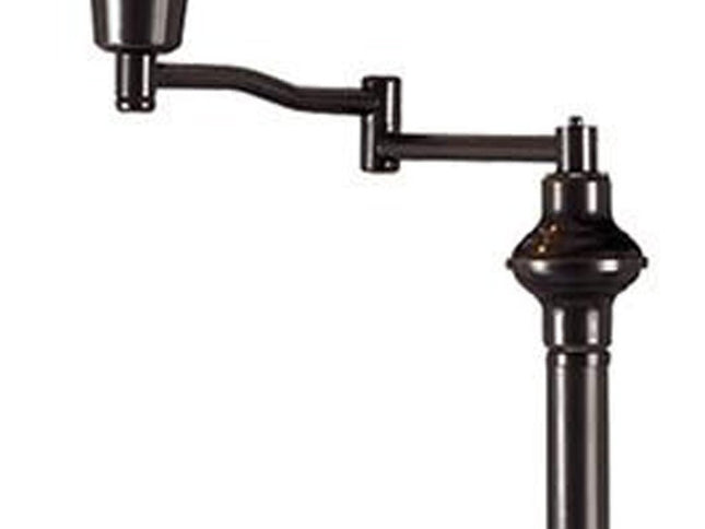 59" Bronze Swing Arm Floor Lamp With Beige Empire Shade