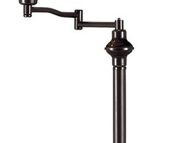 59" Bronze Swing Arm Floor Lamp With Beige Empire Shade