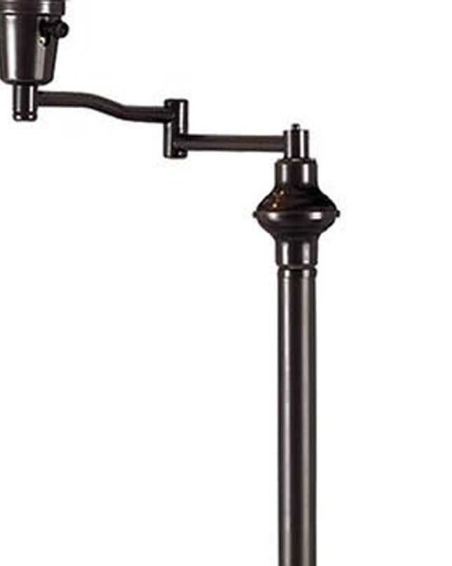 59" Bronze Swing Arm Floor Lamp With Beige Empire Shade