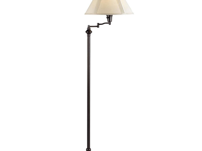 59" Bronze Swing Arm Floor Lamp With Beige Empire Shade