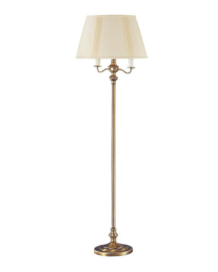 60" Bronze Four Light Traditional Shaped Floor Lamp With Beige Square Shade