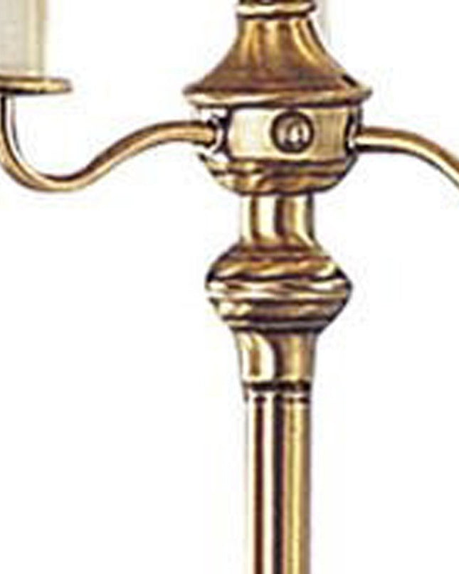 60" Bronze Four Light Traditional Shaped Floor Lamp With Beige Square Shade