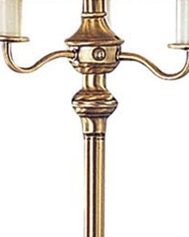 60" Bronze Four Light Traditional Shaped Floor Lamp With Beige Square Shade