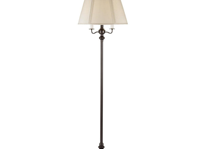 60" Bronze Metal Four Light Floor Lamp With Beige Fabric Square Shade